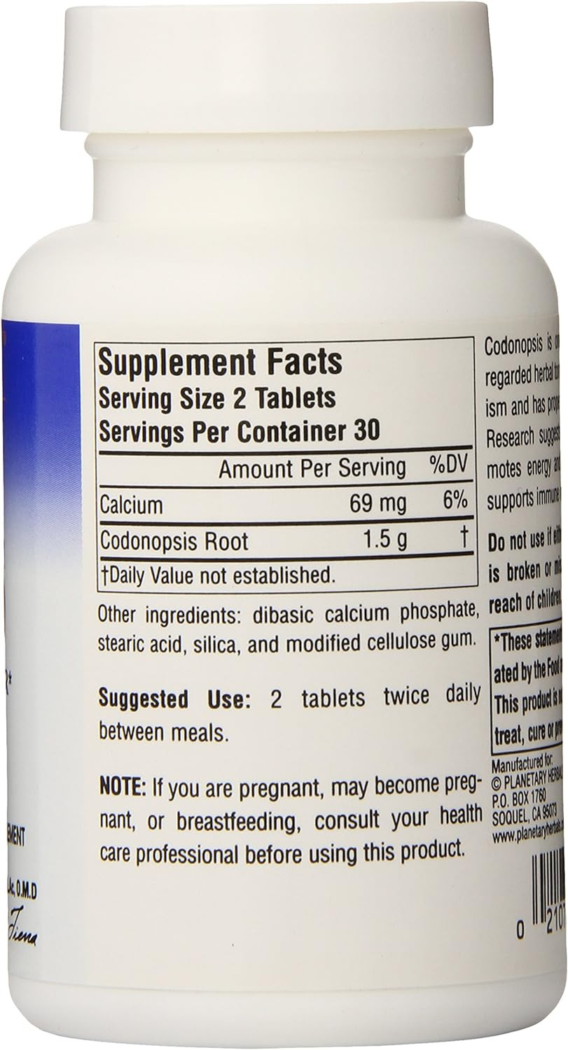 Planetary Herbals Codonopsis Tablets, 750 Mg, 60 Count