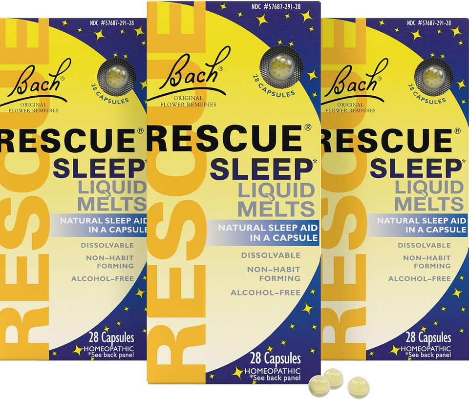 Bach Rescue Sleep Liquid Melts, Natural Orange Vanilla Flavor, Natural Sleep Aid, Stress Relief, Homeopathic Flower Essence, Free Of Melatonin, Non-Alcohol, 3 Pack, 28 Count Each Bach Rescue Sleep Liquid Melts, Natural Orange Vanilla Flavor, Natural Sleep Aid, Stress Relief, Homeopathic Flower Essence, Free Of Melatonin, Non-Alcohol, 3 Pack, 28 Count Each