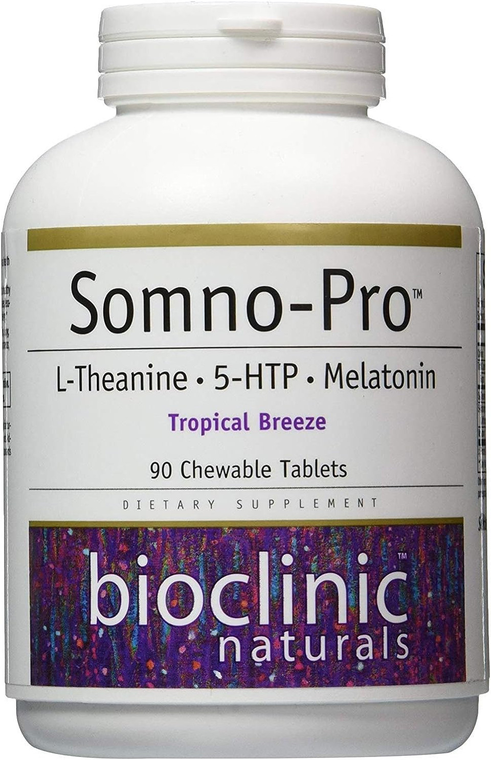 Bioclinic Naturals Somno-Pro L-Theanine - 5-Htp - Melatonin Tropical Breeze 90 Chewable Tablets By Bioclinic Naturals