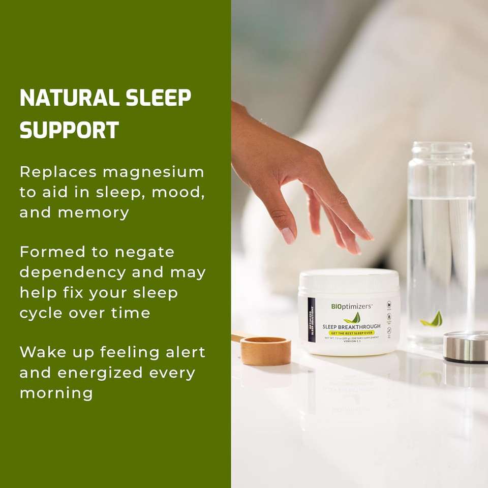 Bioptimizers Sleep Breakthrough 2.0  Natural Support Supplement | Calming Relief Aid Adults | Non Habit Forming | 202.5 G Powder Blue Berry Dreams