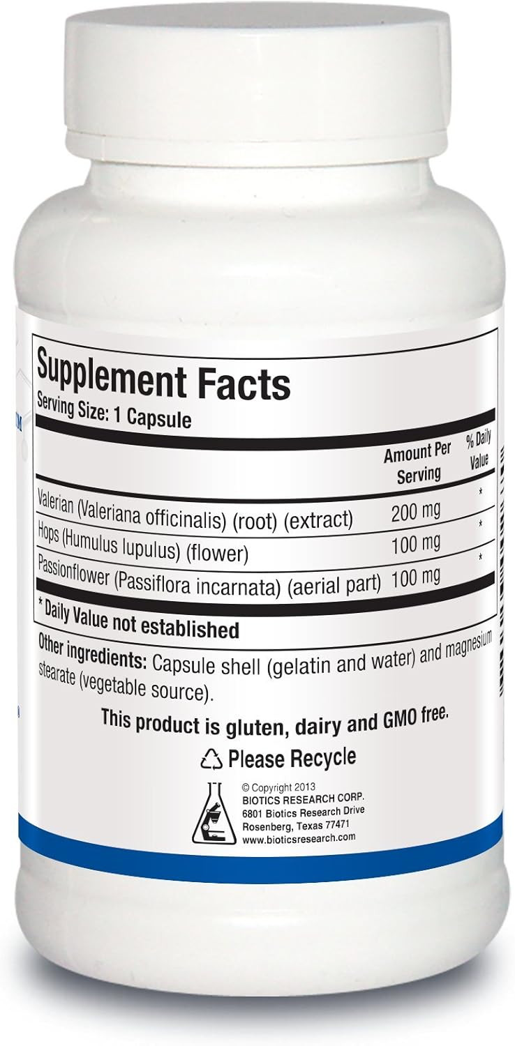 Biotics Research V.H.P.  Valerian, Hops, Passionflower, Gaba, Anxiolytic, Relaxation Formula, 90 Capsules