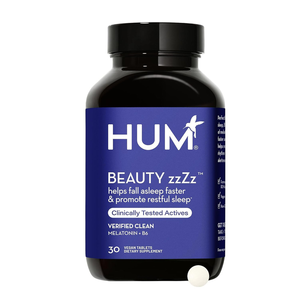 Hum Beauty Zzzz - Melatonin Sleep Supplement With Blend Of Vitamin B6 & Calcium - Non-Gmo, Gluten-Free, Vegan (30 Tablets)