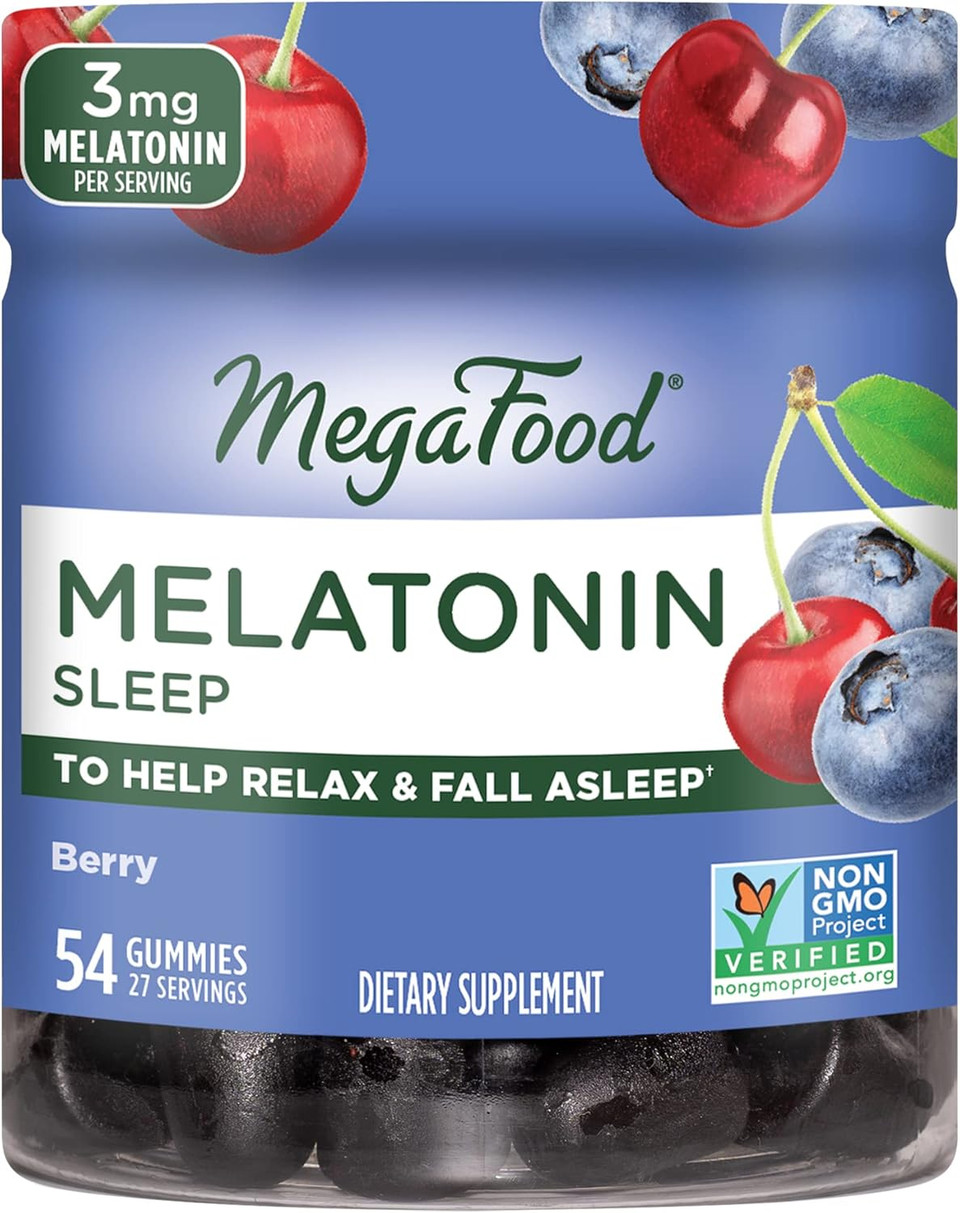 Megafood Melatonin Gummies - Melatonin 3Mg Per Serving To Help Relax & Fall Asleep  Sleep Gummies For Adults - Berry Flavor, Non-Gmo, Certified Vegan - 54 Gummies (27 Servings)