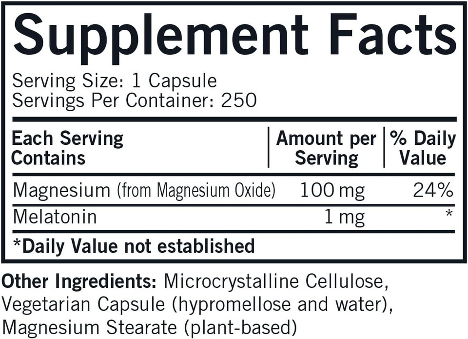 Melatonin Plus Magnesium Capsules - Hypo - 250 Capsules