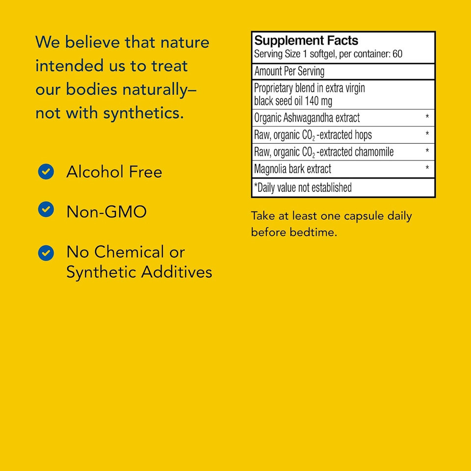 North American Herb & Spice Herbal-Zzzs - 60 Softgels - Melatonin Free, Non-Habit Forming - With Ashwagandha & Chamomile - Non-Gmo - 60 Servings