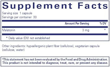 Pure Encapsulations Melatonin 3 Mg - Antioxidant Supplement To Support Natural Sleeping & Relief Of Occasional Sleeplessness - For Natural Sleep Support* - 30 Capsules30 Count (Pack Of 1)