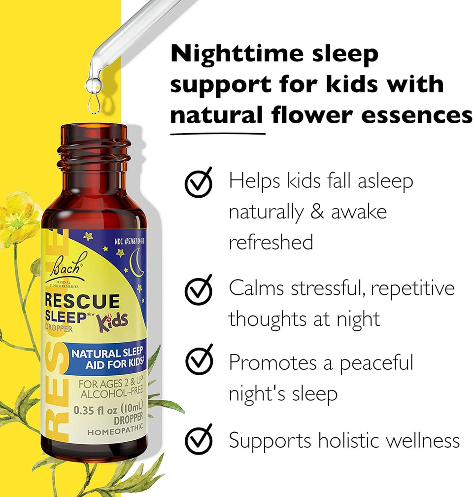 Rescue Nighttime Sleep Aid Bundle, 3Pk - Bach Sleep Kids Dropper, 10Ml Sleep Liquid Melts, 28Ct Plus Sleep Gummies With 5Mg Melatonin/Dose, 60Ct