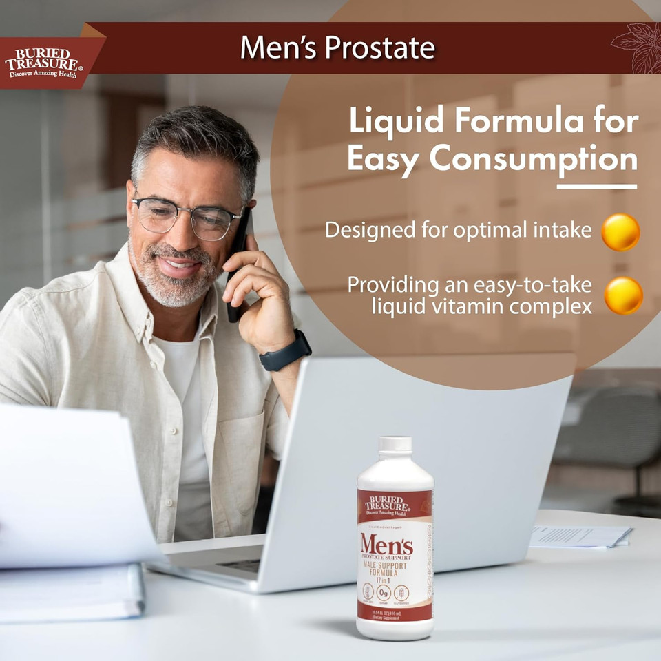 Buried Treasure: Men'S Prostate Complete - Natural Herbal Formula Supplement W/ Saw Palmetto, Pygeum Bark, & Stine Nettles To Support Healthy Urinary & Prostate Function - 16 Oz