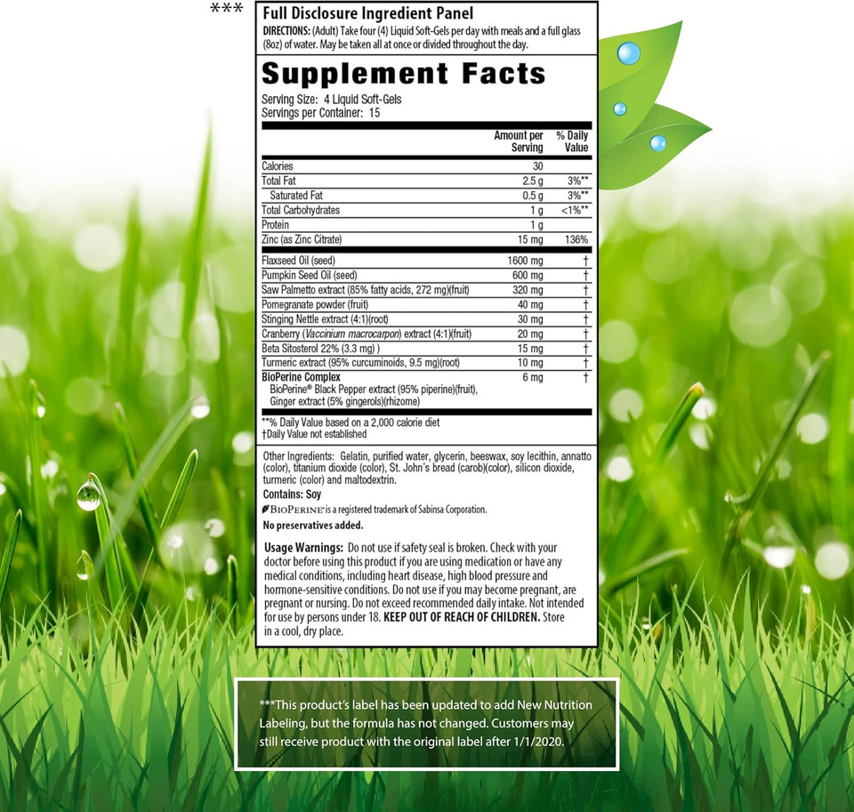 Irwin Naturals Healthy Flow Saw Palmetto With Zinc, Beta Sitosterols, Turmeric, Stinging Nettle & Pumpkin Seed - Promotes Healthy Prostate & Urinary Flow - Antioxidant Support - 60 Liquid Softgels