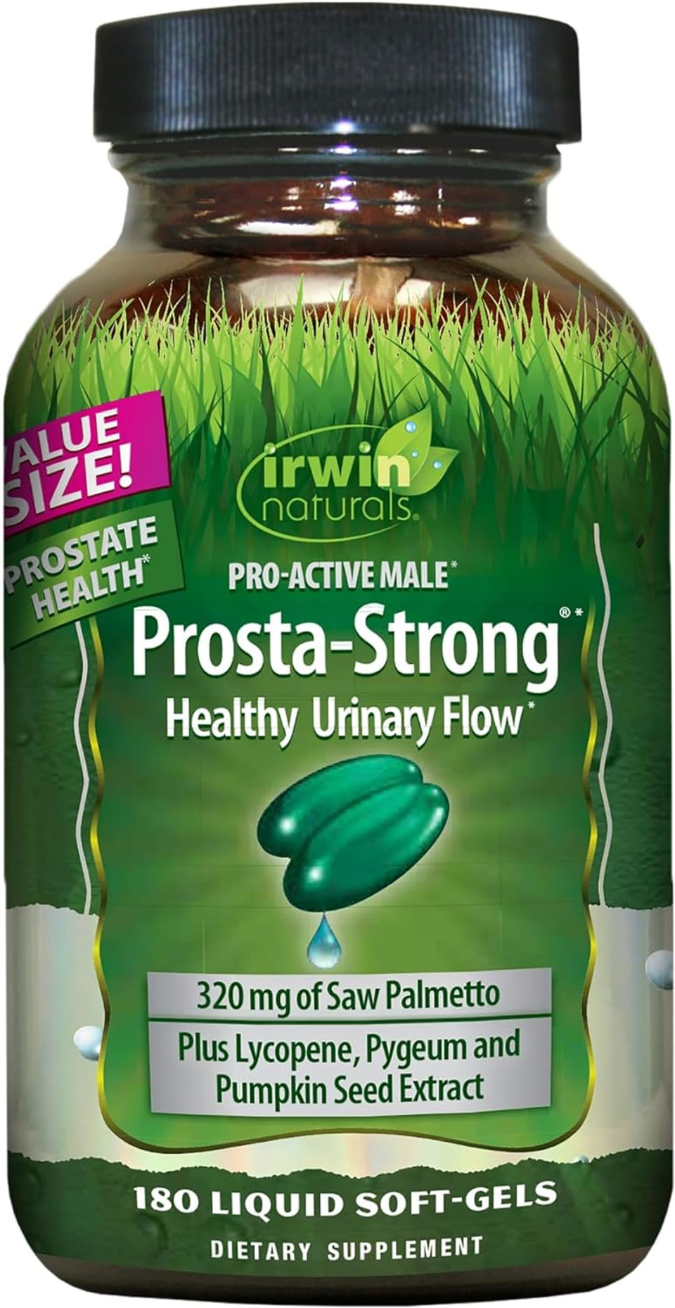 Irwin Naturals Prosta-Strong - Prostate Health Support with Saw Palmetto, Lycopene, Pumpkin Seed & More - 180 Liquid Softgels180 Count (Pack of 1)