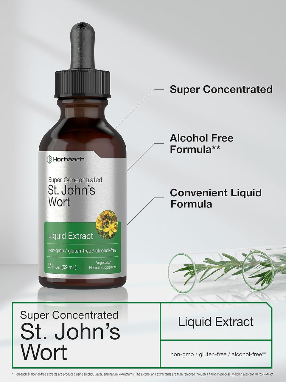 St Johns Wort Tincture | 2 Oz | Alcohol Free | Vegetarian, Non-Gmo, Gluten Free Liquid Extract | By Horbaach