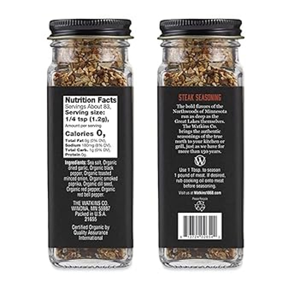 Watkins 1868 Organic Grilling Steak Seasoning, 3.5Oz (Pack Of 1)3.5 Ounce (Pack Of 1)