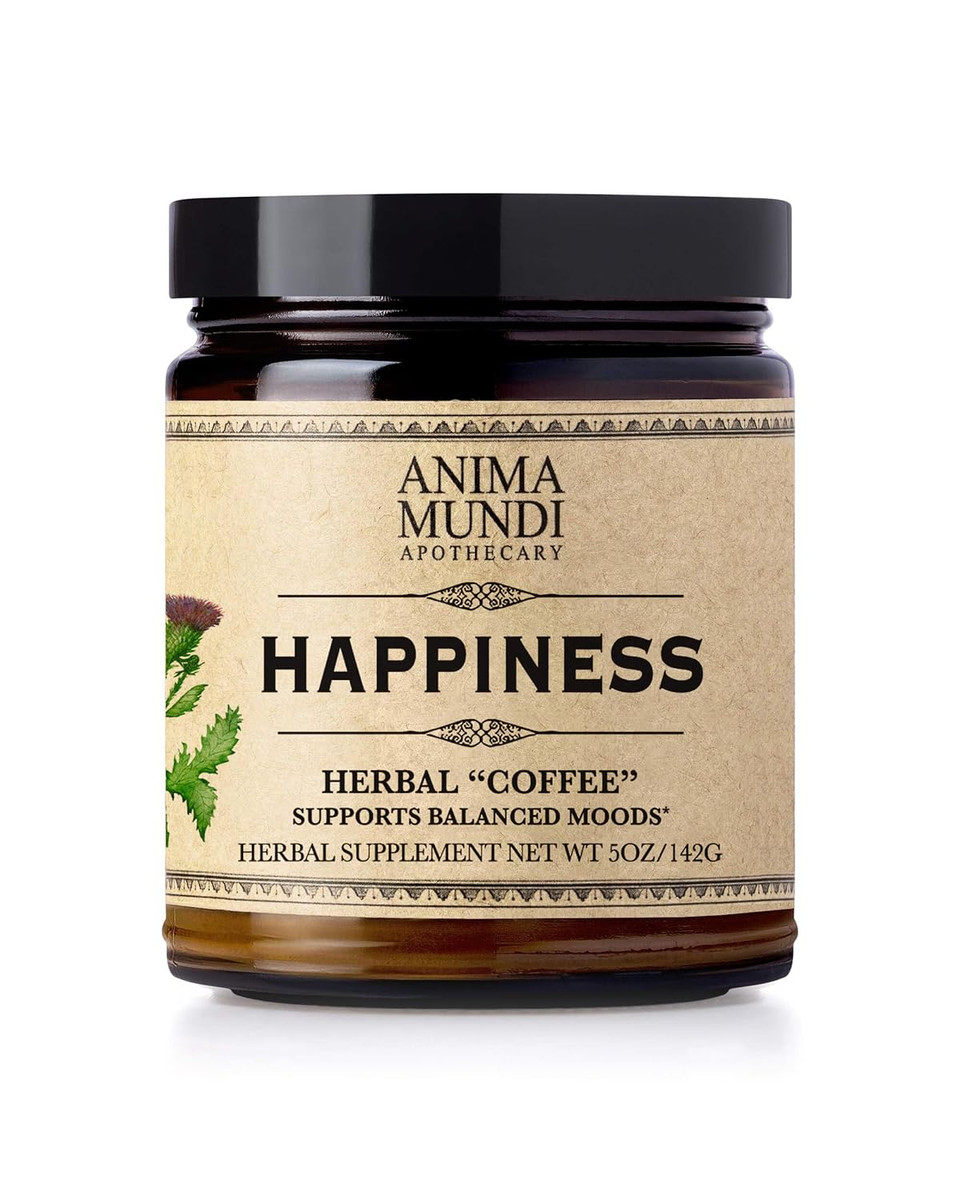 Anima Mundi Happiness Powder - Energizing Herbal Coffee Powder With Ashwagandha, Rhodiola, Mucuna And More Mood Boosting Herbs (5Oz / 141G)
