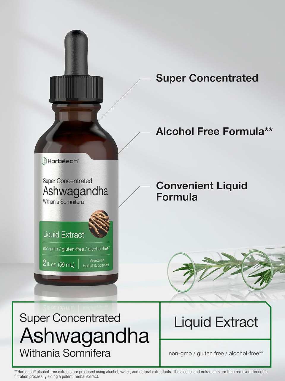 Ashwagandha Root Liquid Extract | 2 Fl Oz | Alcohol Free Tincture | Vegetarian, Non-Gmo, Gluten Free Supplement | By Horbaach Ashwagandha Root Liquid Extract | 2 Fl Oz | Alcohol Free Tincture | Vegetarian, Non-Gmo, Gluten Free Supplement | By Horbaach