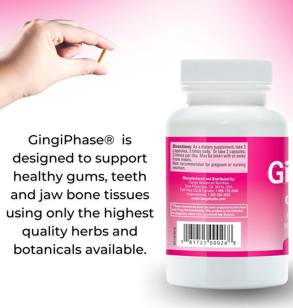Gingiphase Natural Herbal Dental Support Supplement For Healthy Gums, Teeth, And Jaw Circulation (120 Capsules)