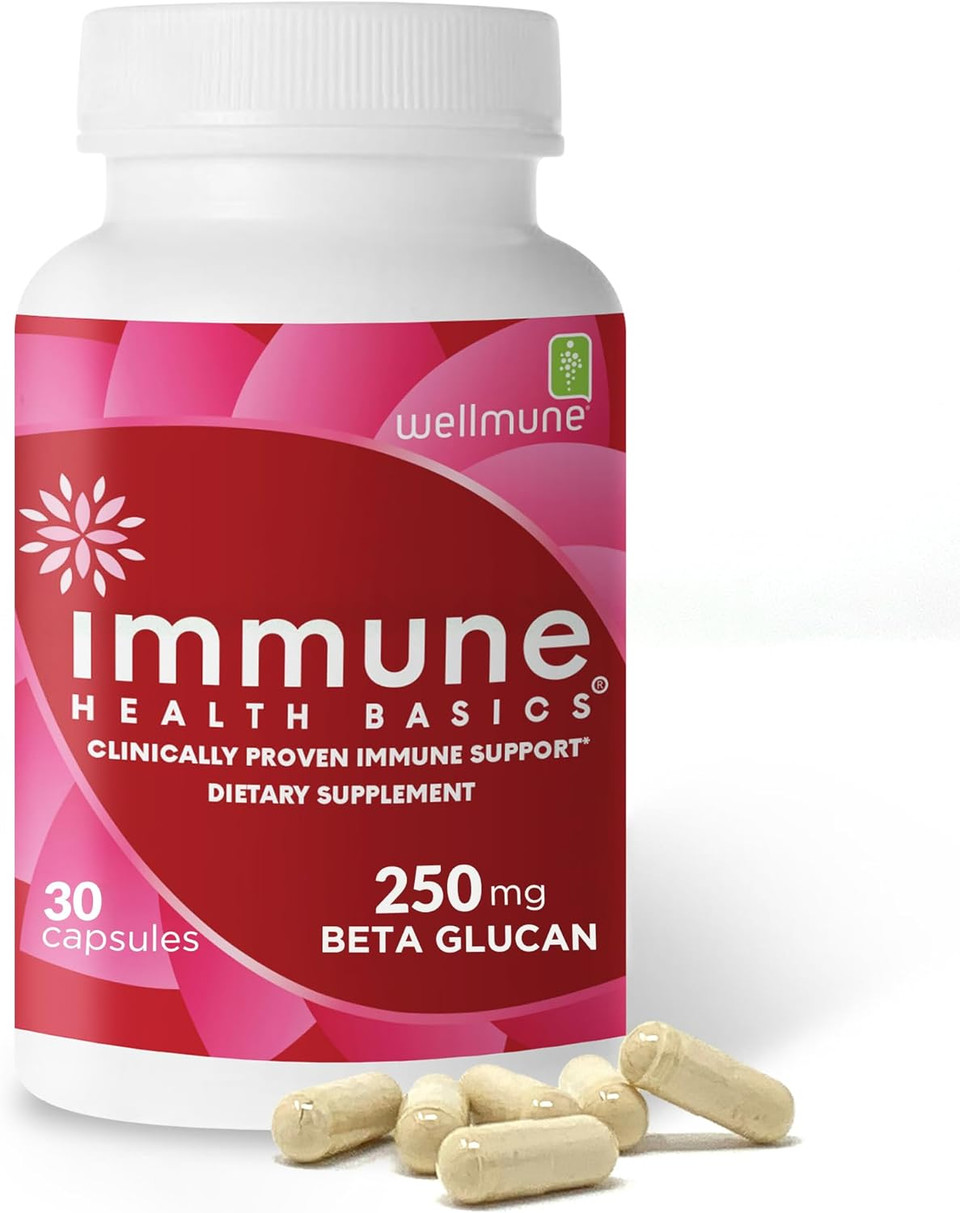 Immune Health Basics Ultra Strength Immunity - Clinically Proven Immune Support - Wellmune Highly Purified Beta Glucan - Gluten-Free, Non-allergenic, Non-GMO and Vegan Capsules - 30 Capsules, 250 mg