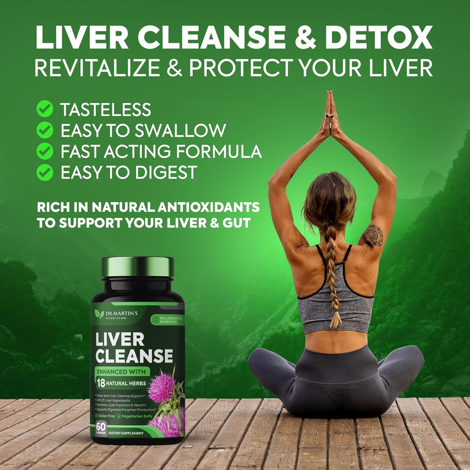 Liver Cleanse Detox & Repair Formula Supplement | For Enhanced Liver & Gut Health | Boosts Energy | Antioxidant With 21 Ingredients Milk Thistle, Silymarin, Artichoke, Dandelion, Beet, Chicory & More