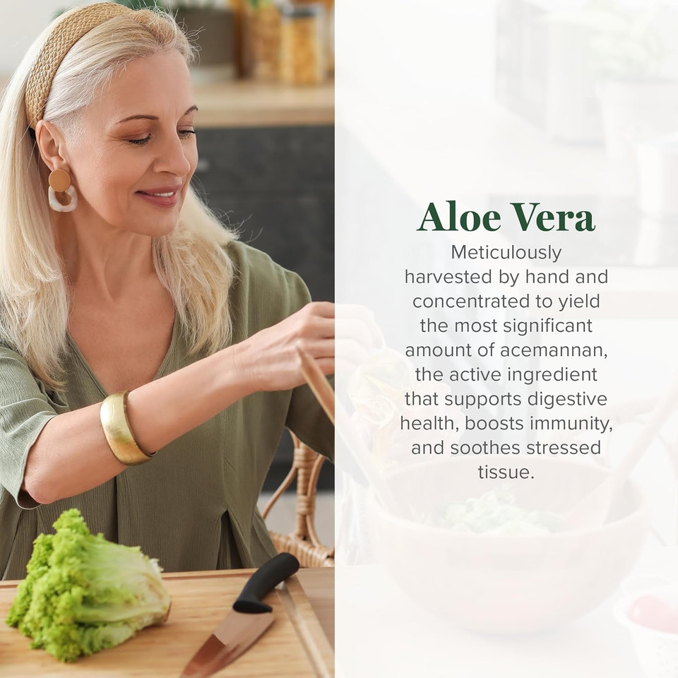 Global Healing Aloe Vera Bio-Active Organic Leaf Supplement - 200X Concentrate Formula With Highest Concentration Of Acemannan - Aloin-Free - Gut Health & Immune Support - 60 Capsules