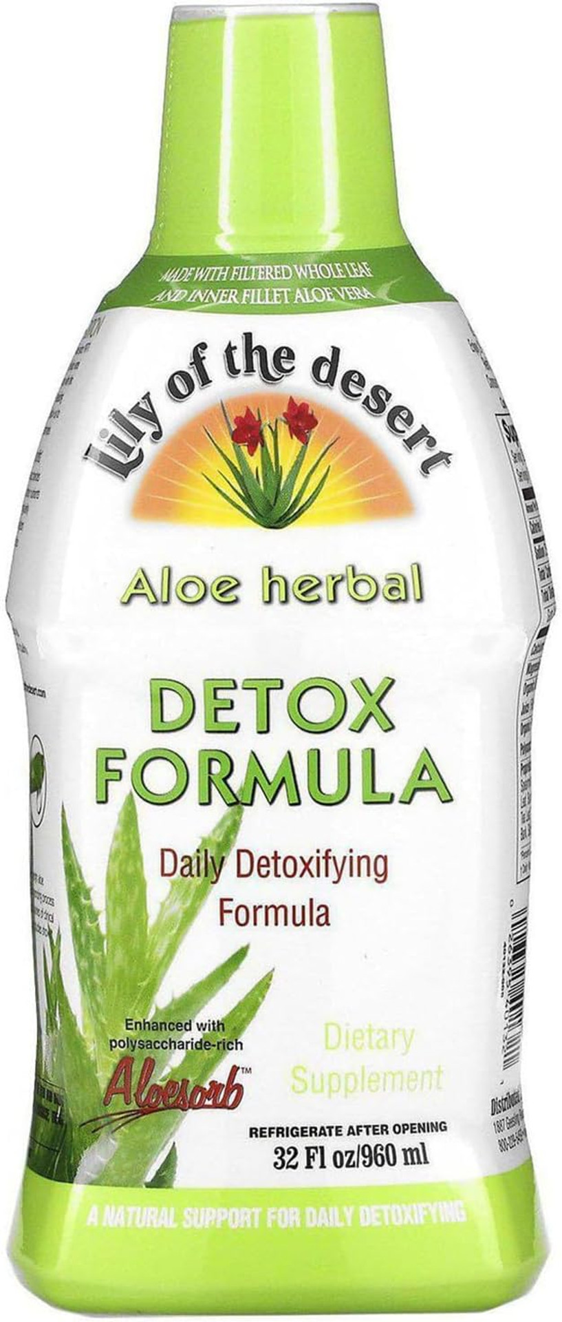 Lily Of The Desert Aloe Vera Herbal Detox Formula - Aloe Vera Juice With Milk Thistle, Slippery Elm, Burdock Root, Dandelion Root, And Echinacea For Gut Health, Liver Support, And Wellness, 32 Oz