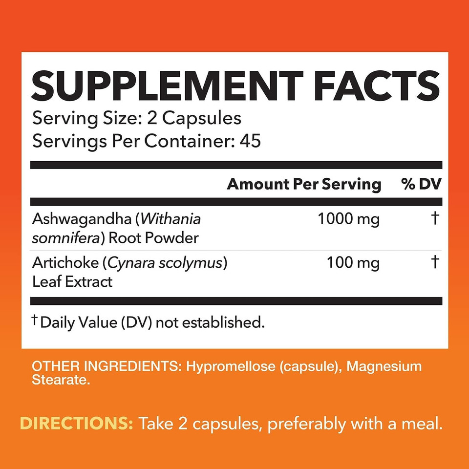 Havasu Nutrition Ashwagandha Capsules With Artichoke Extract To Support Stress Response & Mood Support (1000 Mg)