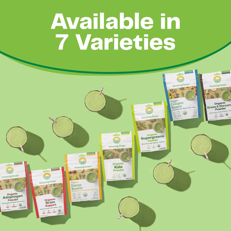 Amazing Grass Kale Greens Booster: Greens Powder Smoothie Mix, Smoothie Booster With Vitamin A & Vitamin K, Chlorophyll Providing Greens, 30 Servings