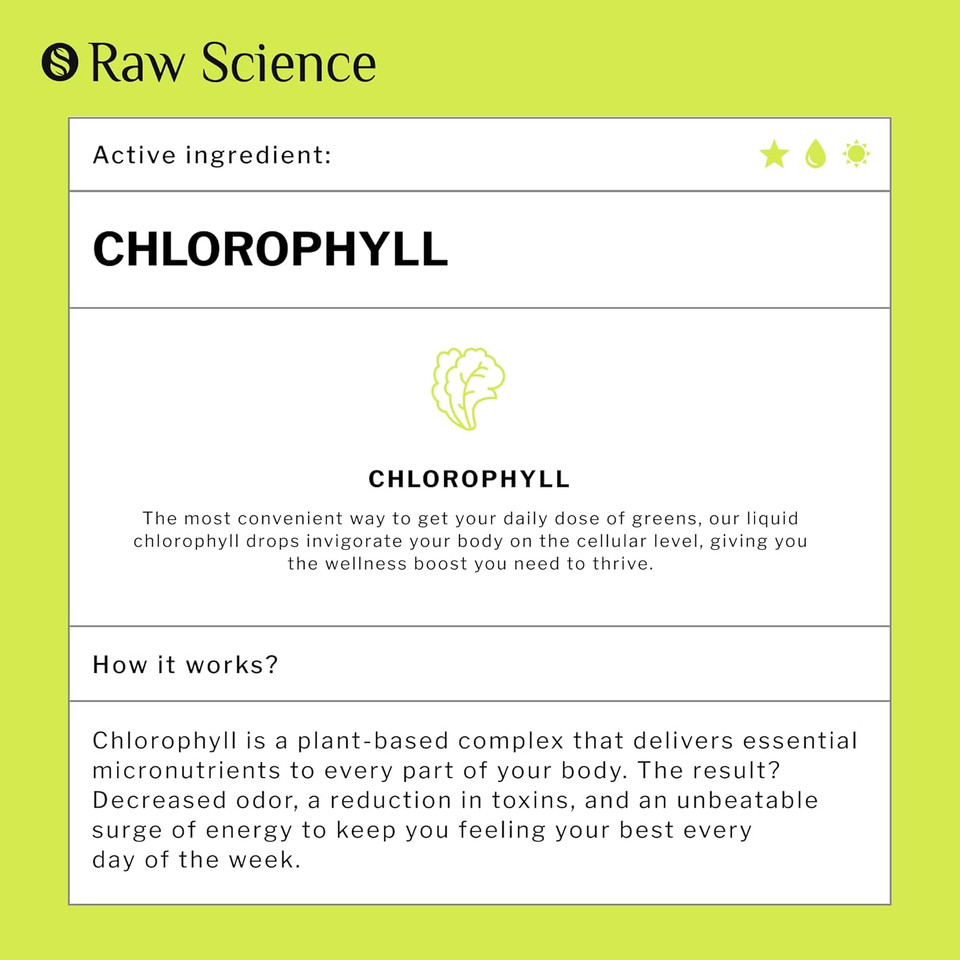 Chlorophyll Liquid Drops - Organic Chlorophyll - Natural Energy Boost  Made In Usa  Fast Absorbing Liquid Chlorophyll  Boost Oxygen & Internal Deodorant  Non Gmo Vegan  Detox Liquid Oxygen Drops