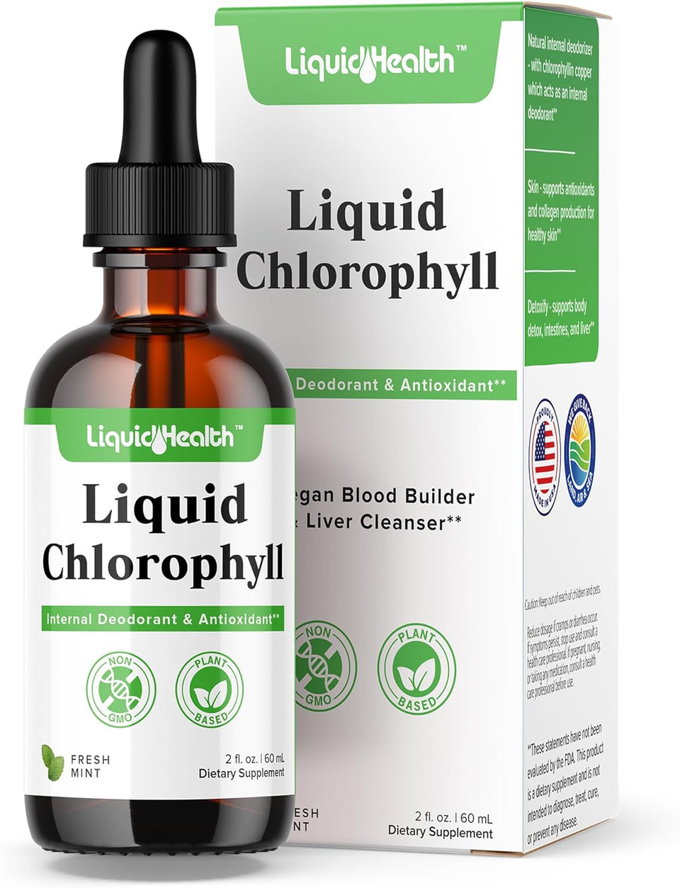 Liquidhealth Liquid Chlorophyll Drops - Internal Deodorizer, Antioxidants, Liver Detox, Immune Support, Relieve Bad Breath, Reduce Appetite, Collagen For Hair & Skin Health - Vegan, Non-Gmo (2 Oz)2.00 Fl Oz (Pack Of 1)