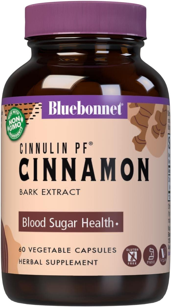 Bluebonnet Cinnulinpf Cinnamon Bark Extract Supplement, 60 Count, White