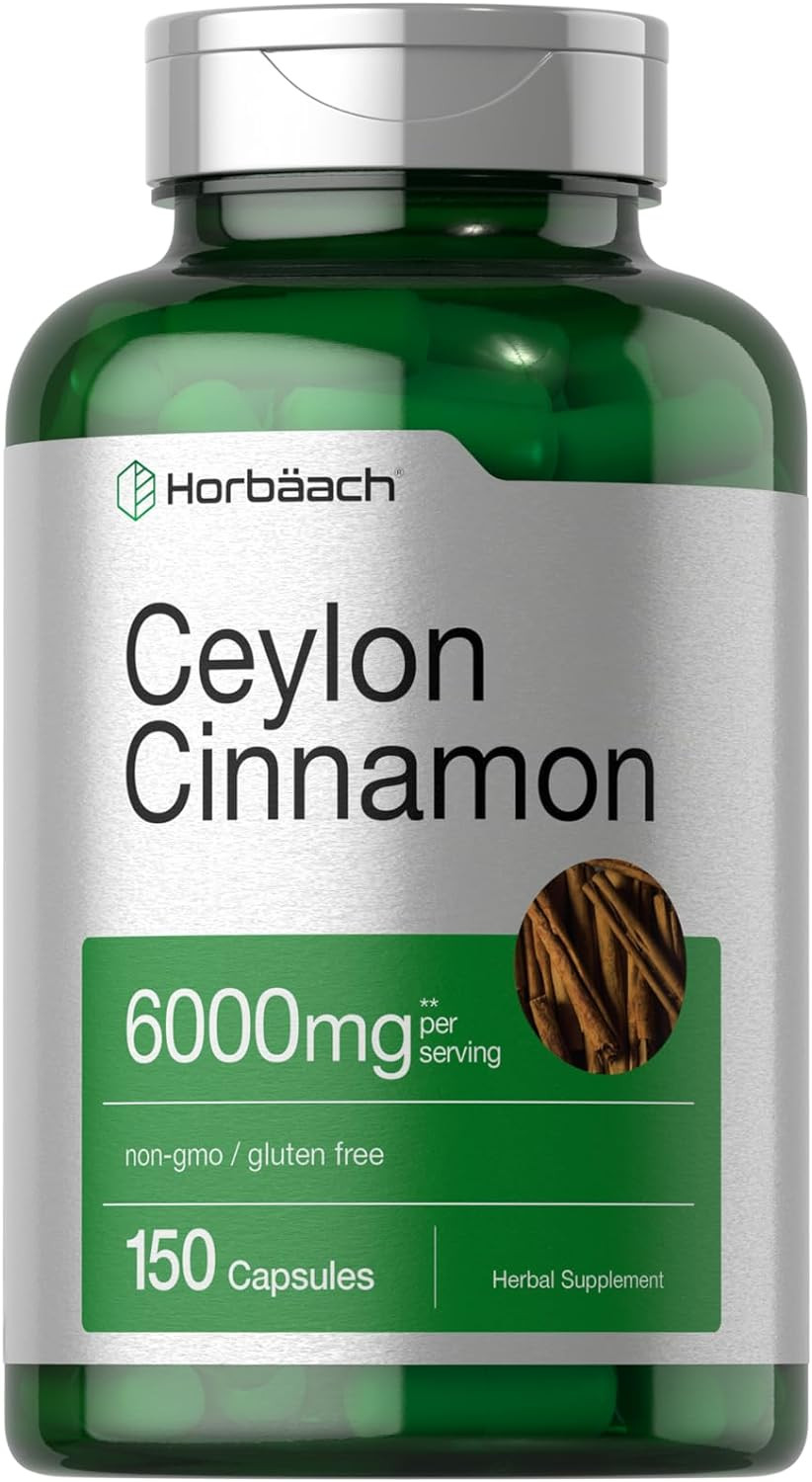 Ceylon Cinnamon Capsules | 6000 Mg | 150 Count | Non-Gmo & Gluten Free Supplement | By Horbaach