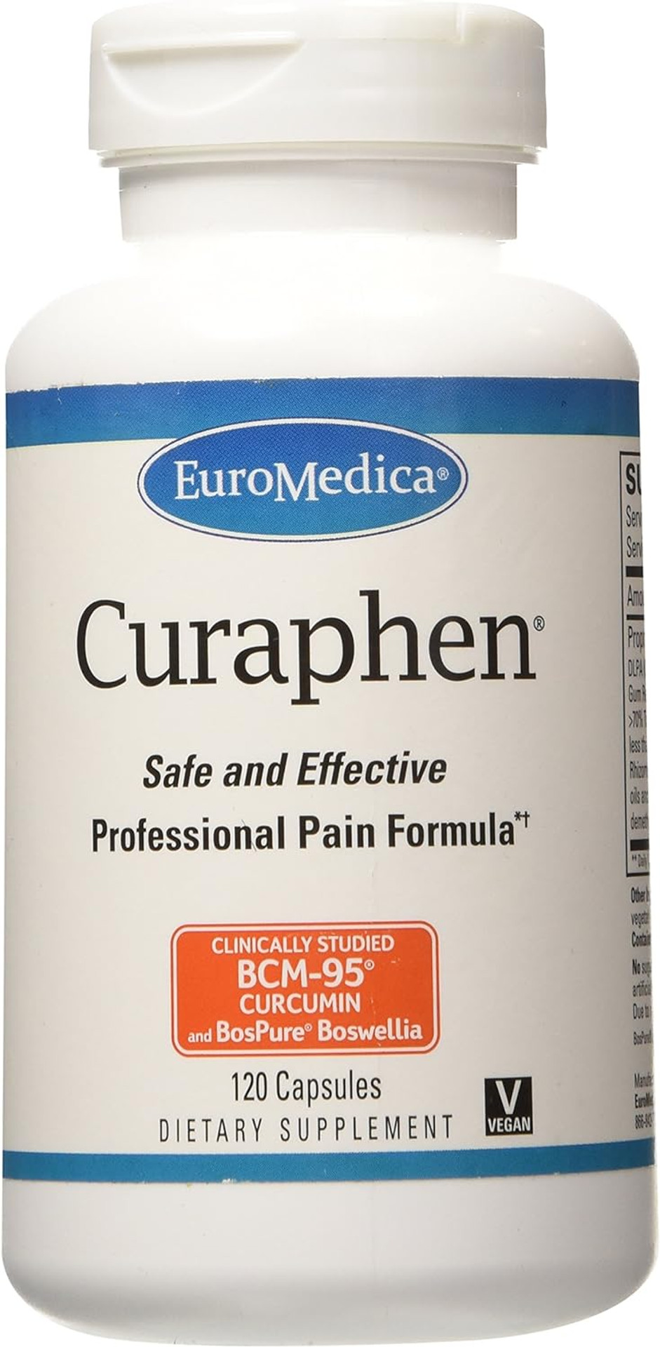 Euromedica Curaphen - 120 Capsules - Professional Formula - Potent Curcumin & Boswellia With Dlpa & Nattokinase - Clinically-Studied Ingredients, Highly Absorbable - 120 Servings120 Vegan Capsules