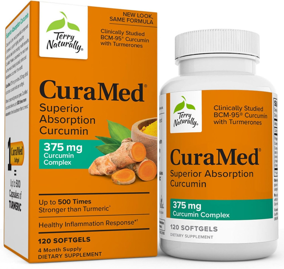 Terry Naturally CuraMed 375 mg Curcumin Complex - 120 Softgels - Superior Absorption BCM-95 - Non-GMO, Gluten Free, Halal - 120 Servings120 Count (Pack of 1)