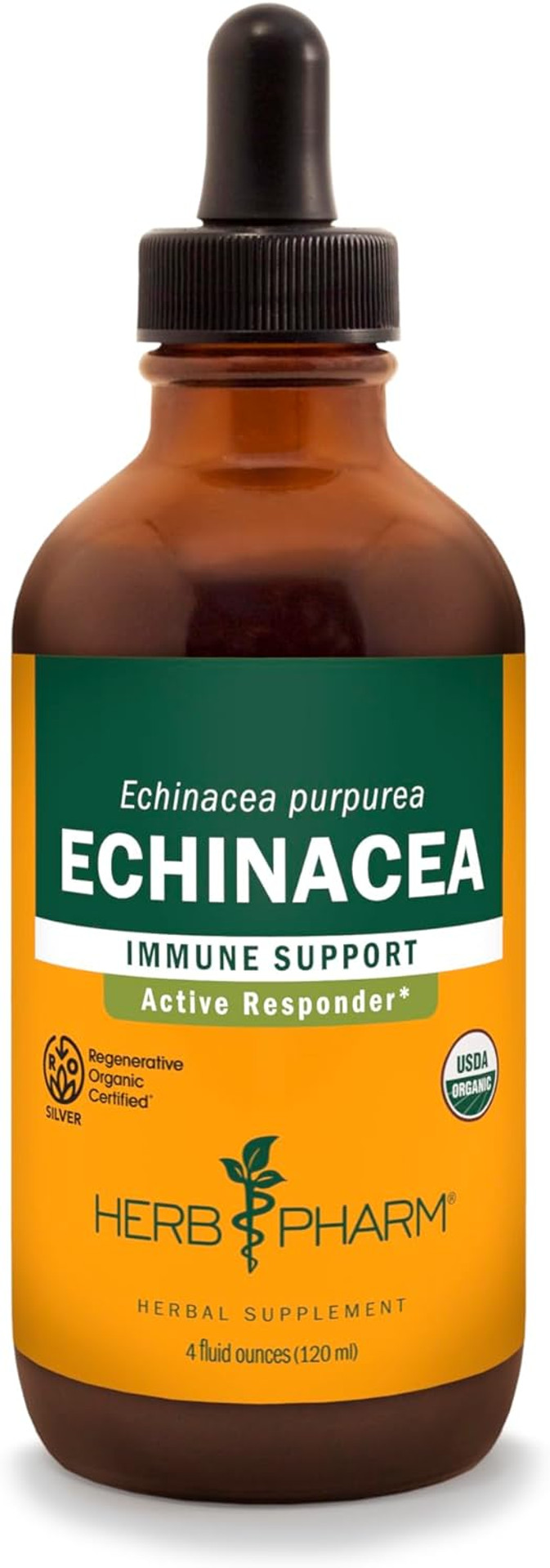 Herb Pharm Certified Organic Echinacea Root Liquid Extract For Immune System Support, Organic Cane Alcohol, 4 Ounce4 Fl Oz (Pack Of 1)