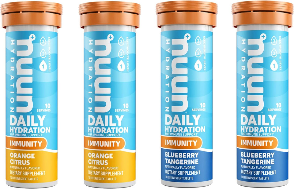 Nuun Hydration Immunity Electrolyte Tablets With 200Mg Vitamin C, Blueberry Tangerine + Orange Citrus, 4 Pack (40 Servings)10 Count (Pack Of 4)