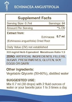 Secrets Of The Tribe Echinacea Angustifolia Alcohol-Free Tincture Liquid Extract, Responsibly Farmed Echinacea (Echinacea Angustifolia) Dried Root (2 Fl Oz)2.00 Fl Oz (Pack Of 1)