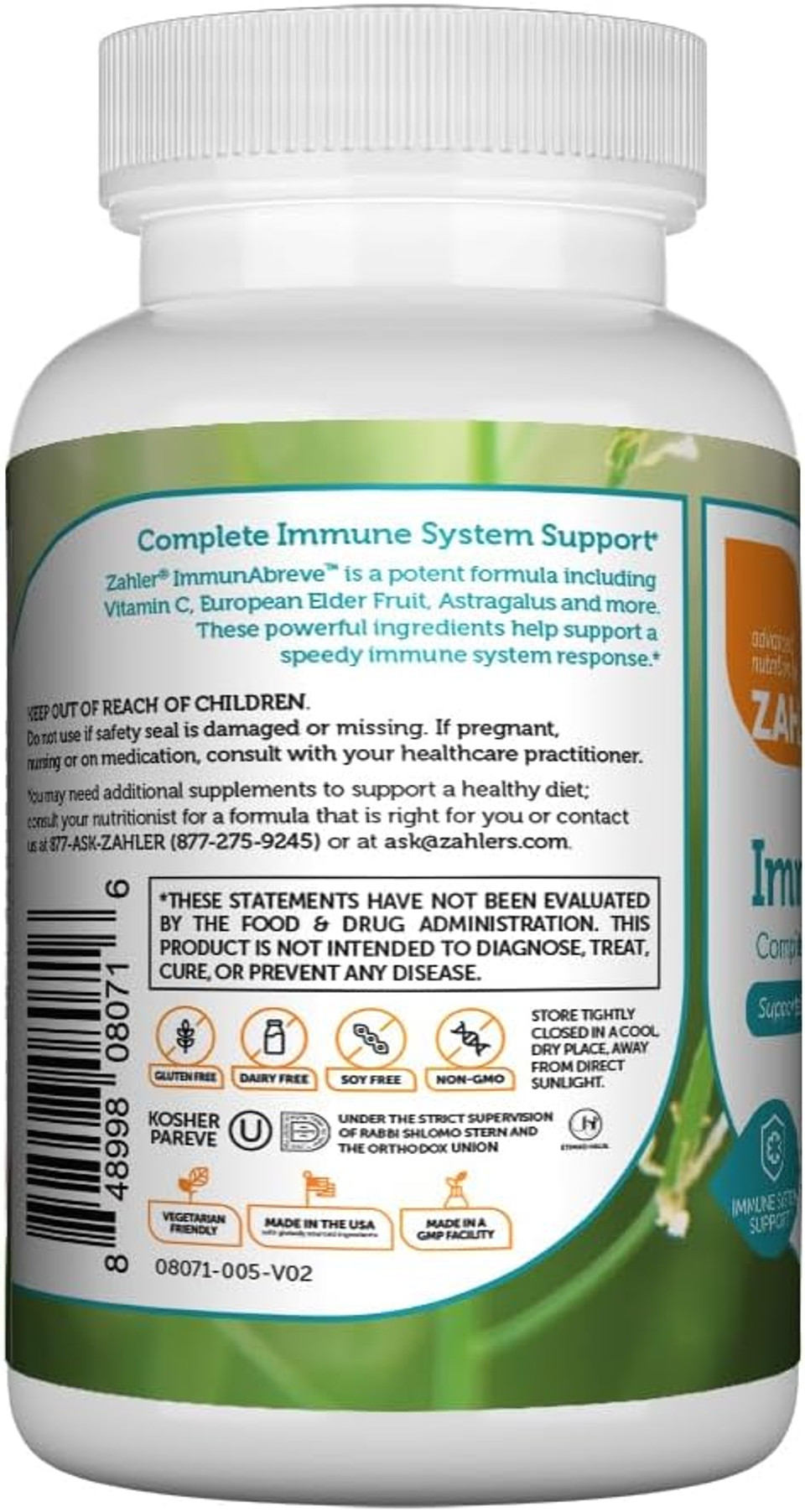 Zahler Immunabreve, Powerful Immune System Support, Contains Vitamin C Pantothenic Acid Echinacea And More, Certified Kosher (180 Capsules)