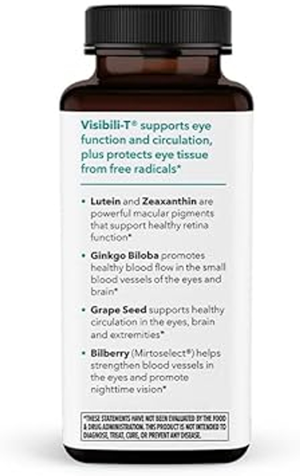 LifeSeasons - Visibili-T - Eye Health Vision Supplement - Supports Eyesight, Dry Eyes, Night Visibility & Eye Floaters - Lutein, Bilberry, Ginkgo Biloba & Zeaxanthin - 60 Capsules