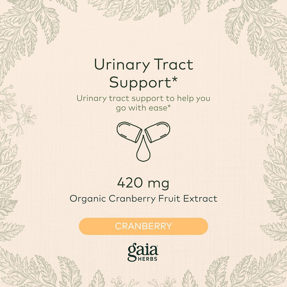 Gaia Herbs Cranberry Concentrate - Helps Maintain Urinary Tract Health - Made With Organic Cranberry Fruit Juice Extract In Convenient Capsules - 60 Vegan Liquid Phyto-Capsules (30-Day Supply)