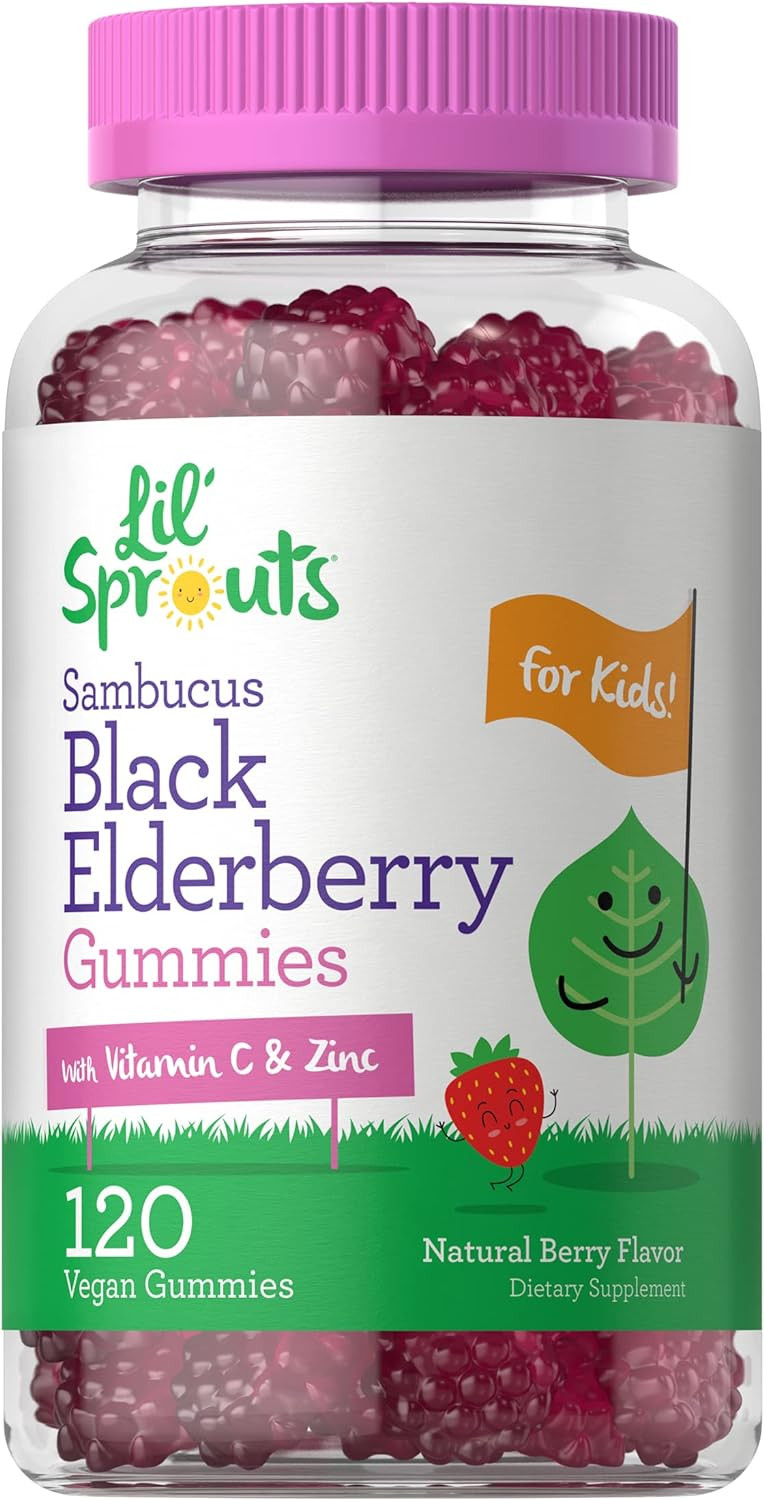 Carlyle Elderberry Gummies For Kids | 120 Count | Zinc And Vitamin C | Natural Berry Flavor | Vegan, Non-Gmo, And Gluten Free | By Lil' Sprouts