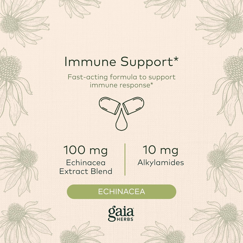 Gaia Herbs Quick Defense - Fast-Acting Immune Support Supplement For Use At Onset Of Symptoms - With Echinacea, Black Elderberry, Ginger & Andrographis - 40 Vegan Liquid Phyto-Capsules (4-Day Supply)40 Count (Pack Of 1)