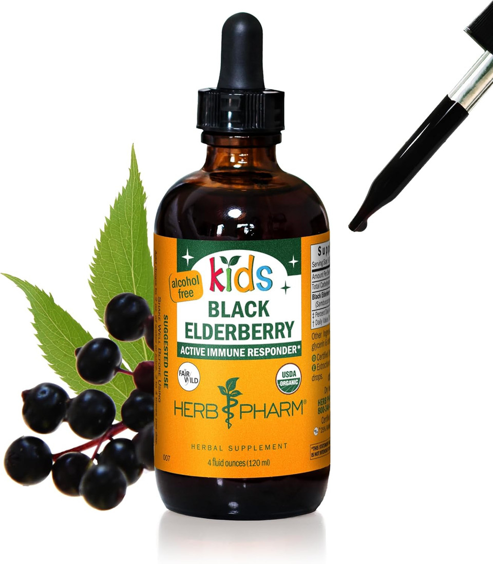 Herb Pharm Kids Certified-Organic Alcohol-Free Black Elderberry Glycerite Liquid Extract, 4 Ounce Herb Pharm Kids Certified-Organic Alcohol-Free Black Elderberry Glycerite Liquid Extract, 4 Ounce