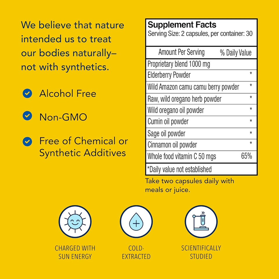 North American Herb & Spice Elder-C - 60 Capsules - Elderberry Concentrate - Immune Support, Healthy Respiratory Response - Contains Oreganol P73 - Non-Gmo, Gluten Free - 30 Servings