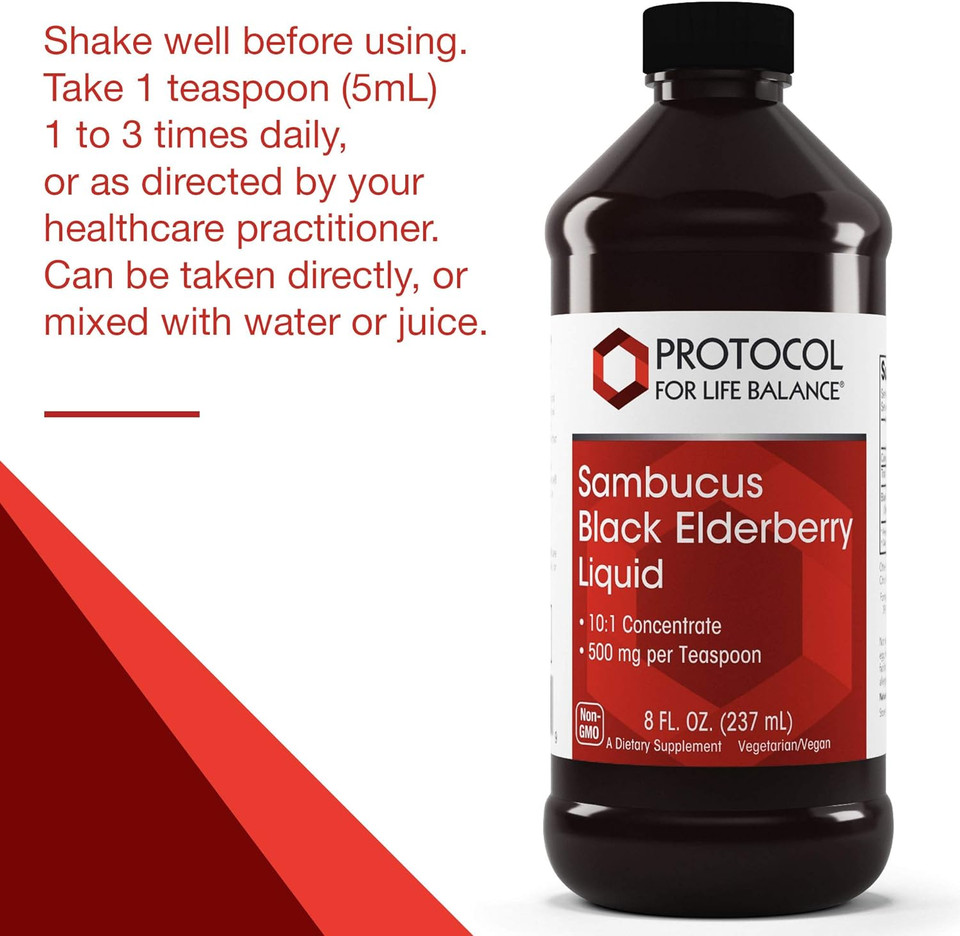 Protocol Sambucus Black Elderberry Liquid - 10:1 Concentrate - 500 Mg Per Serving - 8 Fl Oz