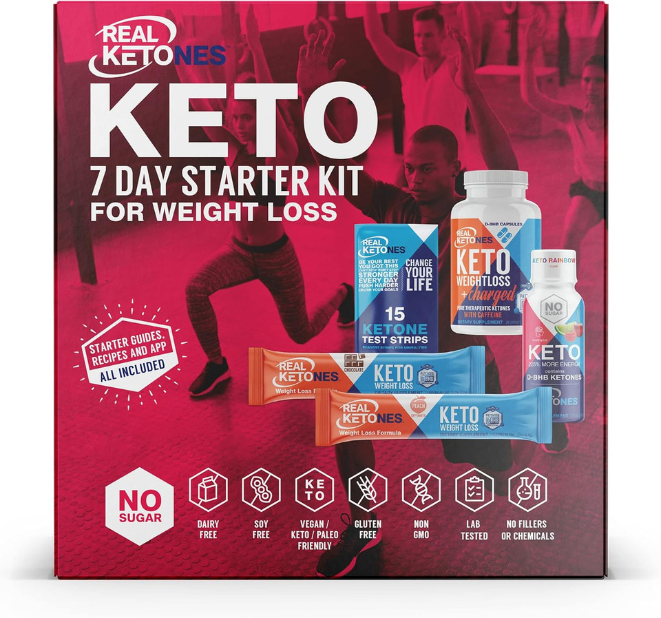 Real Ketones - 7 Day Keto Starter Bundle Kit - Exogenous Ketone Bhb Stick Packets, Bhb Pills, 15 Urine Test Strips And An Energy Shot Drink