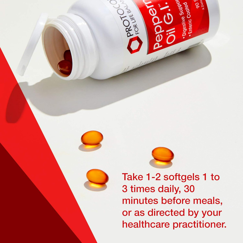Protocol Peppermint Oil G.I. - Digestive Support With Ginger And Fennel Oils - 90 Softgels
