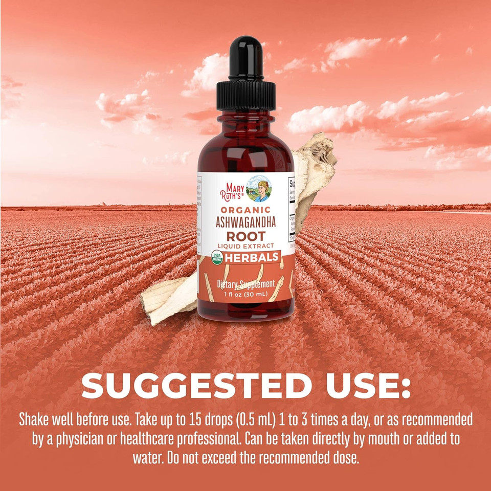 Maryruth'S Ashwagandha Root Liquid Drops | Usda Organic | Stress Relief, Calming, Relaxation, Mood Support | Adaptogenic, Nervine | Vegan | Non-Gmo | 60 Servings
