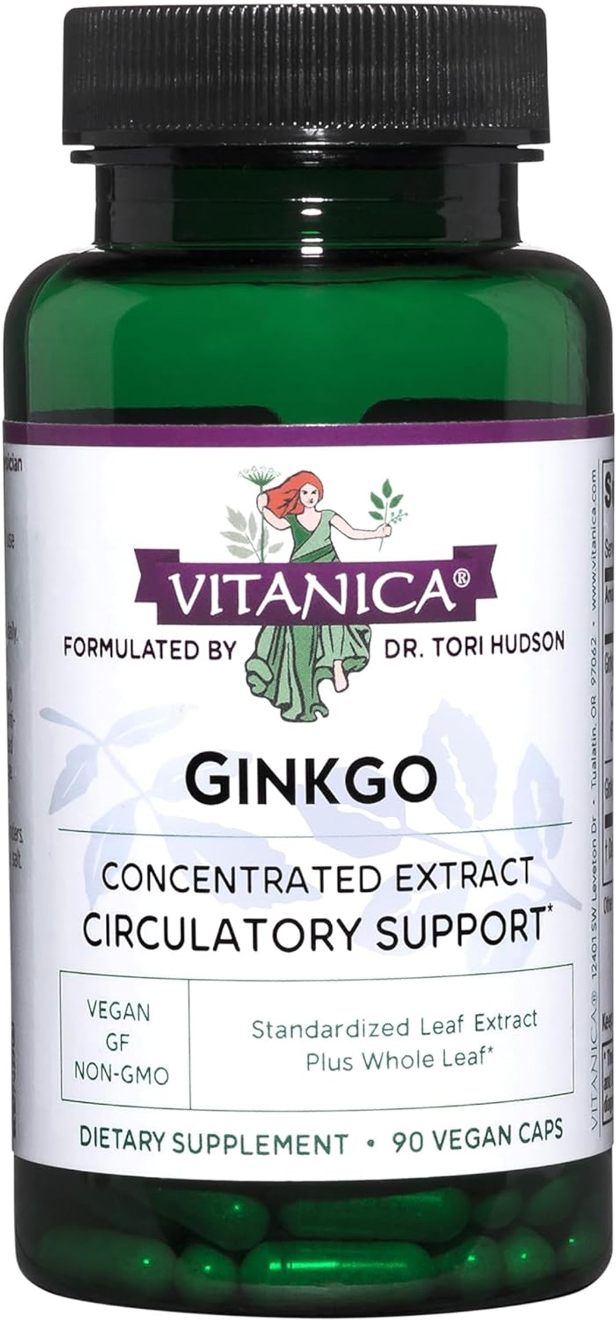 Vitanica Ginkgo Biloba Extract Supports Circulation And Cognitive Health, Standardized To 24% Flavone Glycosides, 6% Terpene Lactones, Vegan, Non-Gmo, Gluten Free, 90 Capsules