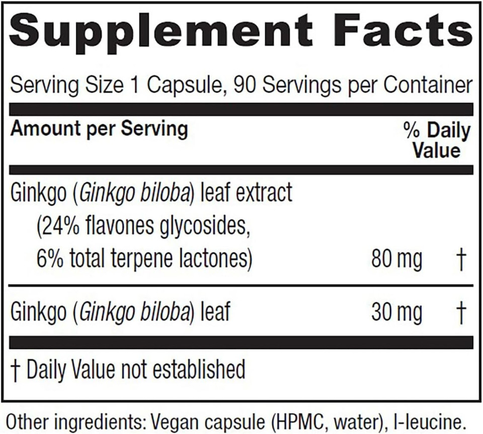 Vitanica Ginkgo Biloba Extract Supports Circulation And Cognitive Health, Standardized To 24% Flavone Glycosides, 6% Terpene Lactones, Vegan, Non-Gmo, Gluten Free, 90 Capsules