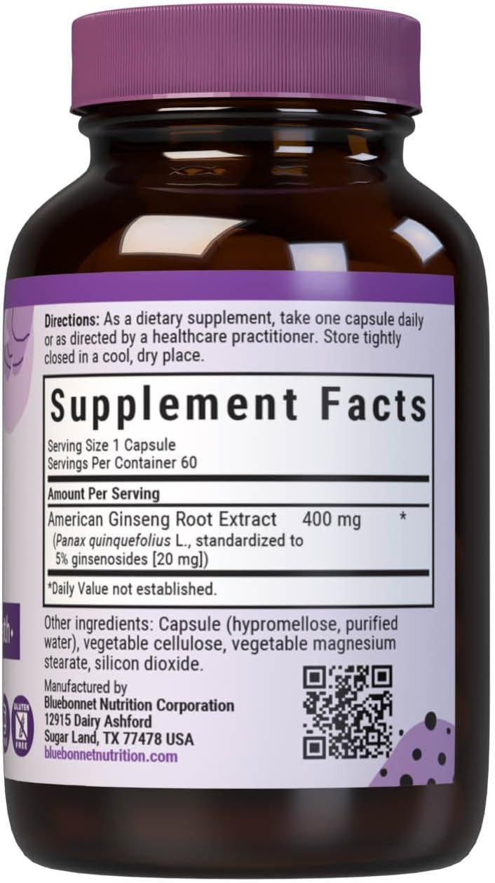 Bluebonnet American Ginseng Root Extract Supplement, 60 Count