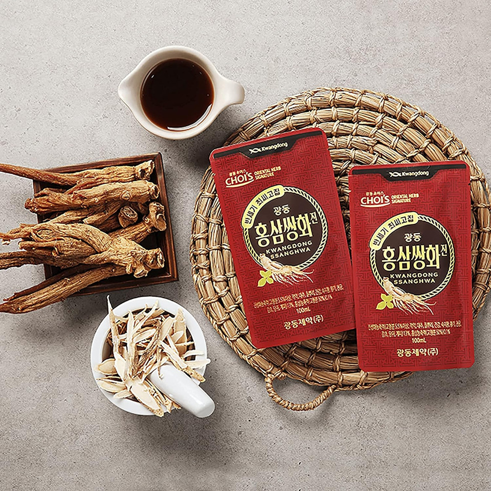 Kwangdong Red Ginseng Ssang Hwa Jin - Traditional Korean Tea For Restoring Energy, Immune Support, And Cold Relief (100Ml X 10 Pouches Total)
