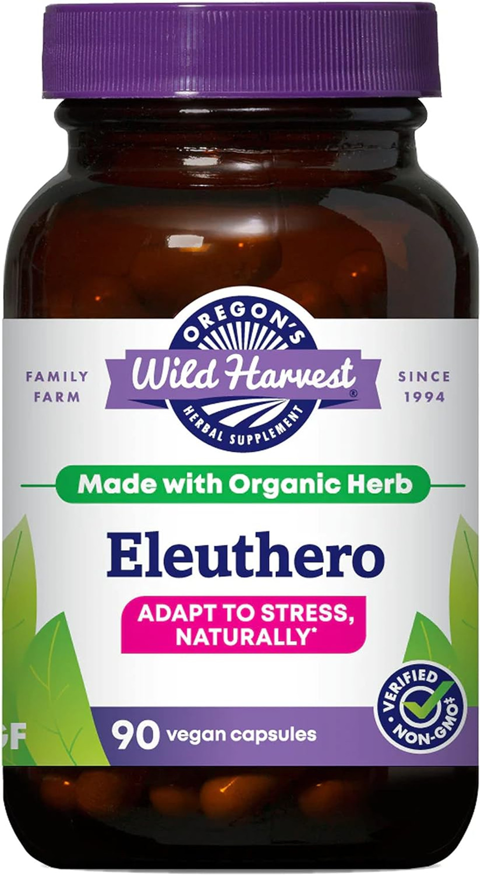 Oregon'S Wild Harvest Eleuthero Organic Capsules | Adapt To Stress Naturally, 90 Count